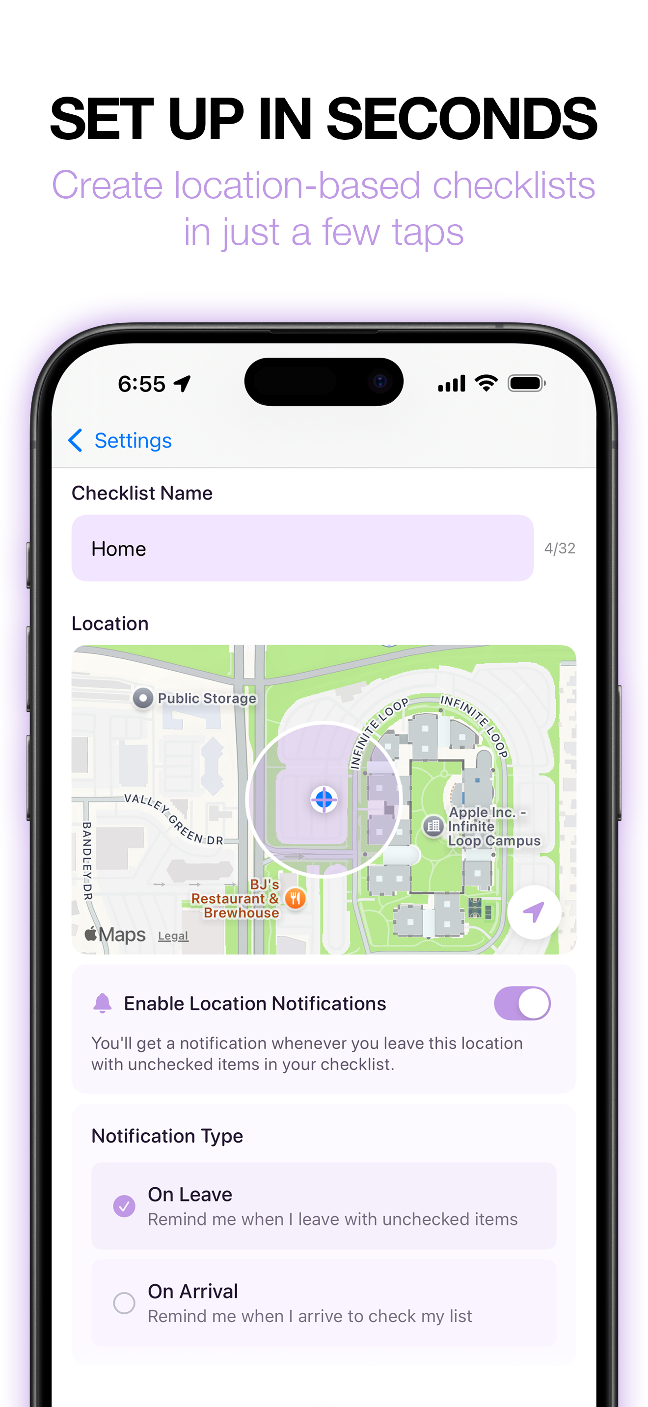 Set up location-based reminders in seconds